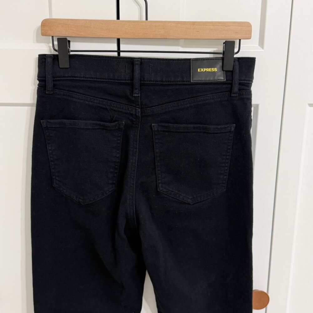 Express High Rise Straight Ankle Black Jeans Size 6L Stretch - Picture 5 of 8